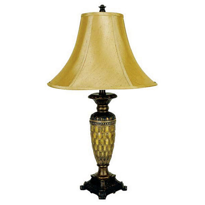 Lampe de table en polyrésine brun doré de 28 po avec abat-jour cloche doré