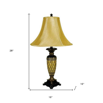 Lampe de table en polyrésine brun doré de 28 po avec abat-jour cloche doré