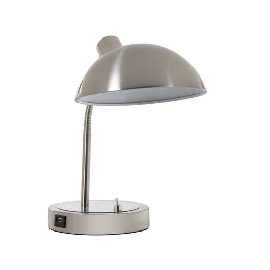 Lampe de table de bureau argentée de 14 po avec abat-jour en forme de bol gris