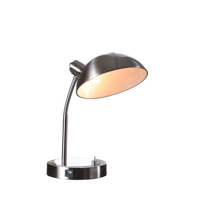 Lampe de table de bureau argentée de 14 po avec abat-jour en forme de bol gris