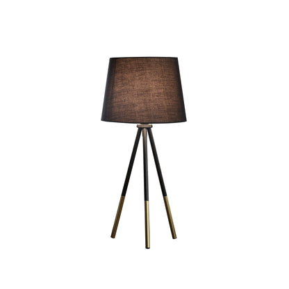 Lampe de table trépied dorée de 20 po avec abat-jour empire noir