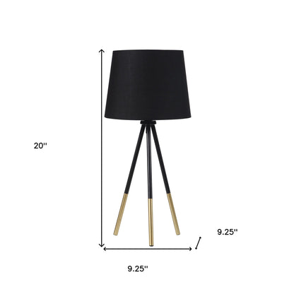 Lampe de table trépied dorée de 20 po avec abat-jour empire noir