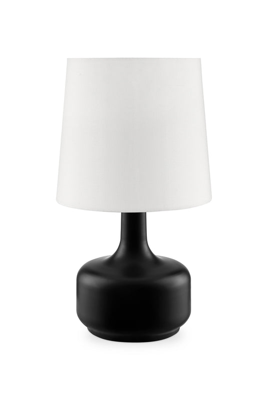 Lampe de chevet en métal noir de 17 po avec abat-jour blanc