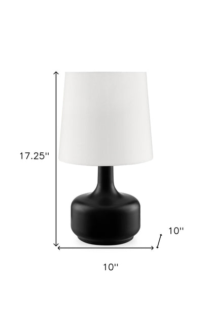 Lampe de chevet en métal noir de 17 po avec abat-jour blanc