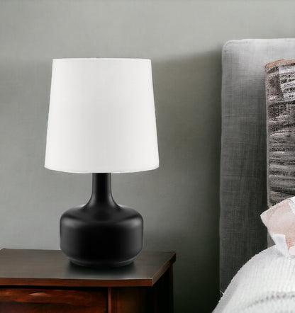 Lampe de chevet en métal noir de 17 po avec abat-jour blanc