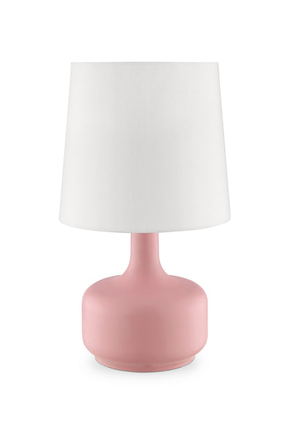 Lampe de chevet en métal bleu de 17 pouces avec abat-jour blanc