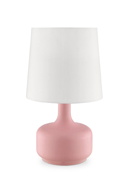 Lampe de chevet en métal bleu de 17 pouces avec abat-jour blanc