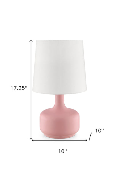 Lampe de chevet en métal bleu de 17 pouces avec abat-jour blanc