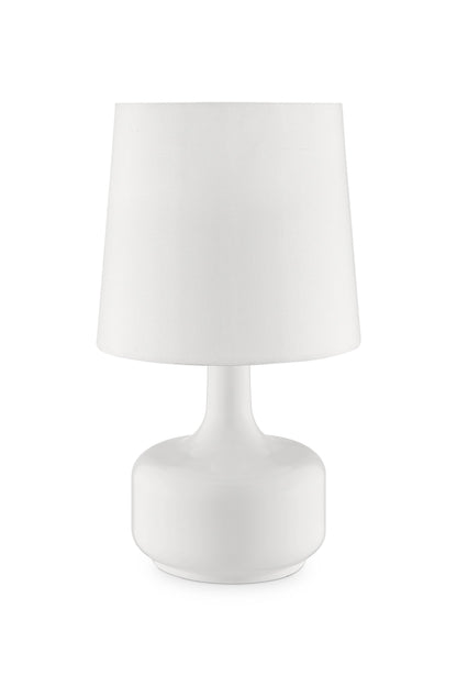 Lampe de chevet en métal bleu de 17 pouces avec abat-jour blanc