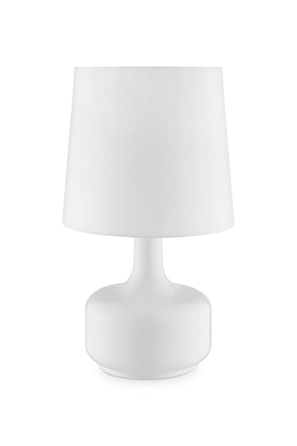 Lampe de chevet en métal bleu de 17 pouces avec abat-jour blanc