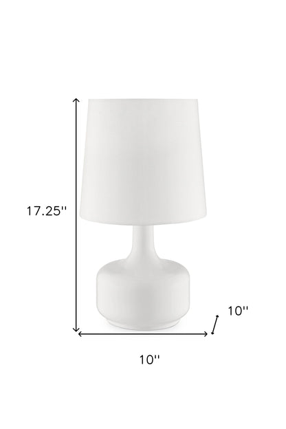 Lampe de chevet en métal bleu de 17 pouces avec abat-jour blanc