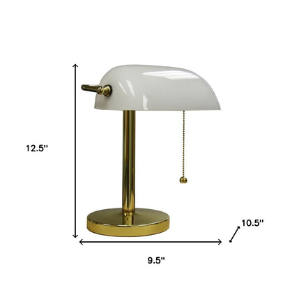 Gold and White Hooded Table Lamp