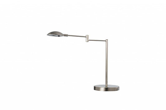 Lampe de table de bureau en métal argenté de 16 po avec abat-jour argenté