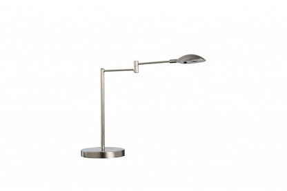 Lampe de table de bureau en métal argenté de 16 po avec abat-jour argenté