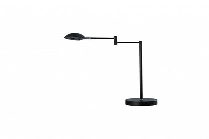 Lampe de bureau à bras pivotant en métal noir de 16 po avec abat-jour noir