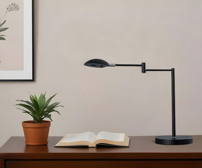 Lampe de bureau à bras pivotant en métal noir de 16 po avec abat-jour noir