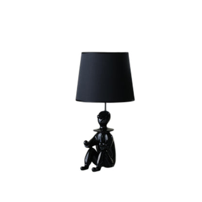 Lampe de bureau avec support de téléphone en forme de clown sculptural noir de 21 pouces