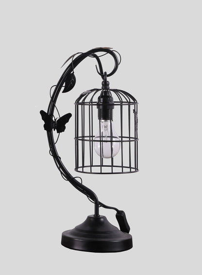 Lampe de chevet noire de 18 po avec abat-jour en cage noir