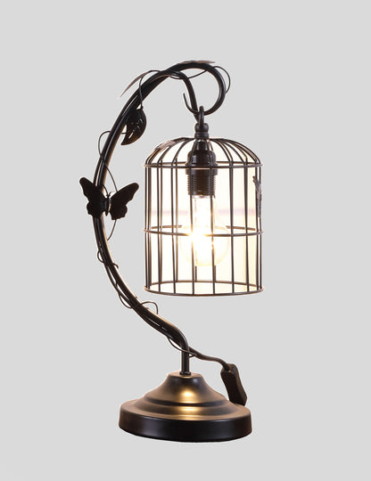 Lampe de chevet noire de 18 po avec abat-jour en cage noir