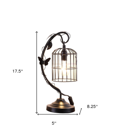 Lampe de chevet noire de 18 po avec abat-jour en cage noir