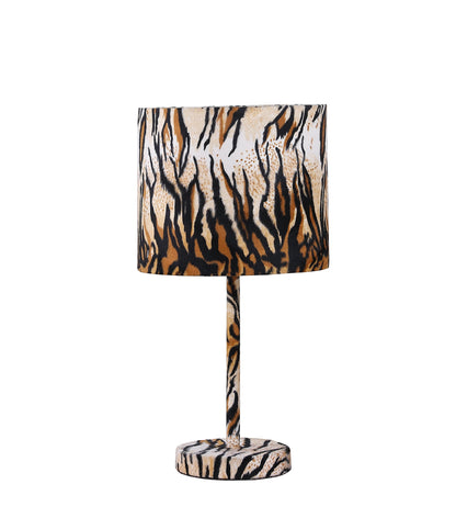 Lampe de chevet marron et noire de 19 po avec abat-jour tambour marron et noir