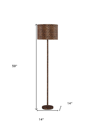 Lampe de chevet en métal orange et noir de 59 po avec abat-jour tambour orange et noir