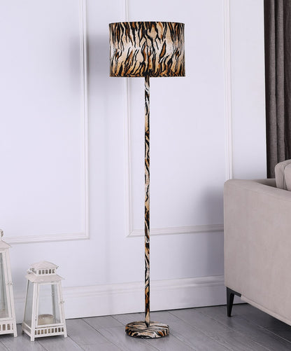 59" Brown And Black Bedside Table Lamp With Brown And Black Drum Shade