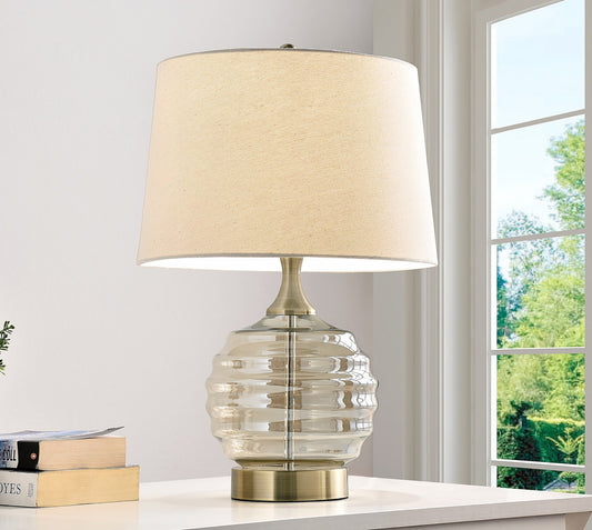 23" Off-White Metal Bedside Table Lamp With Off-White Shade