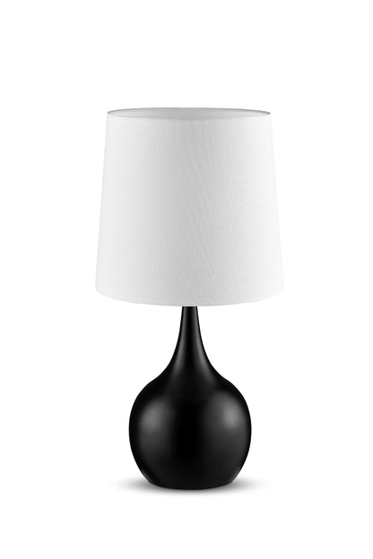 24" Black Metal Bedside Table Lamp With White Shade