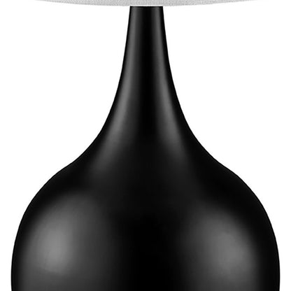 24" Black Metal Bedside Table Lamp With White Shade