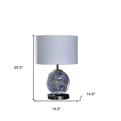 21" Translucent Glass Globe LED Table Lamp With White Drum Shade