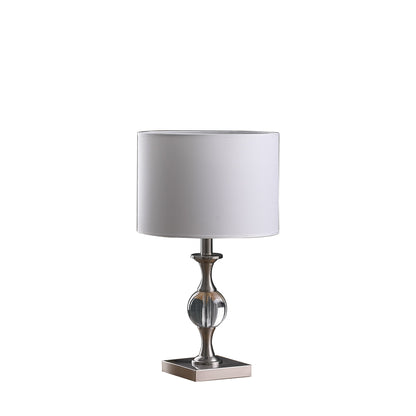 Lampe de chevet argentée de 20 po avec abat-jour tambour blanc