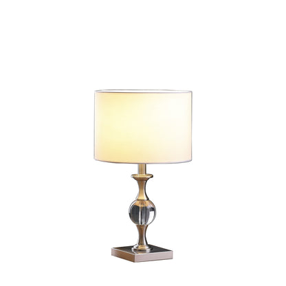 Lampe de chevet argentée de 20 po avec abat-jour tambour blanc