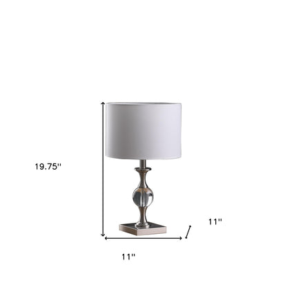 Lampe de chevet argentée de 20 po avec abat-jour tambour blanc