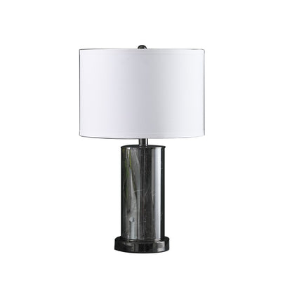 Lampe de table cylindrique à DEL en verre de 21 po avec veilleuse et abat-jour tambour blanc