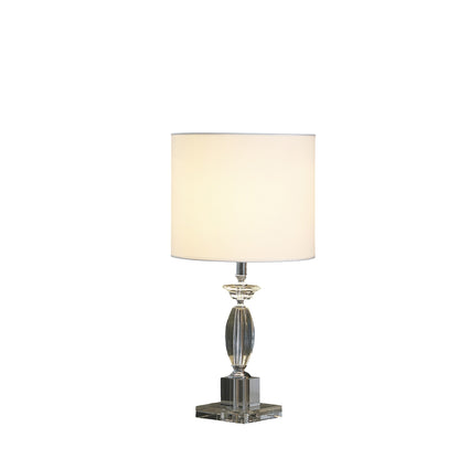 23" Silver Crystal Standard Table Lamp With White Classic Drum Shade Table Lamp