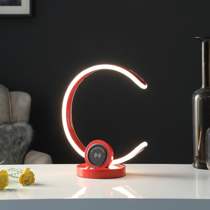 Lampe de bureau ou de table à DEL rouge contemporaine de 13 po avec port USB