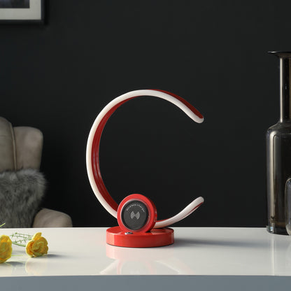 Lampe de bureau ou de table à DEL rouge contemporaine de 13 po avec port USB