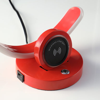 Lampe de bureau ou de table à DEL rouge contemporaine de 13 po avec port USB