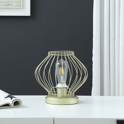 Lampe de chevet dorée de 10 pouces avec abat-jour en cage doré