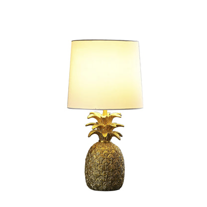 17" Gold Bedside Table Lamp With White Empire Shade