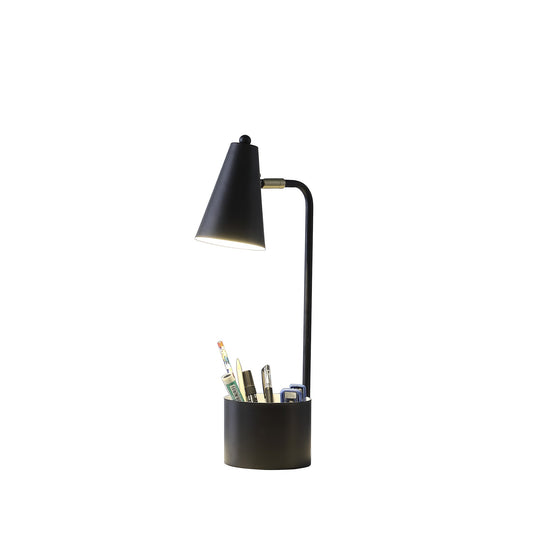 Lampe de bureau noire de 20 po avec abat-jour conique noir