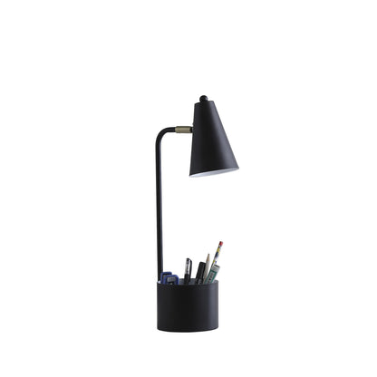 Lampe de bureau noire de 20 po avec abat-jour conique noir