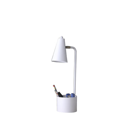 Lampe de bureau compacte en métal blanc pour étudiant de 20 po