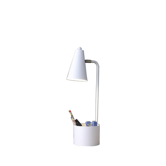 Lampe de bureau compacte en métal blanc pour étudiant de 20 po