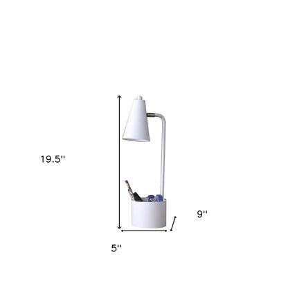 Lampe de bureau compacte en métal blanc pour étudiant de 20 po