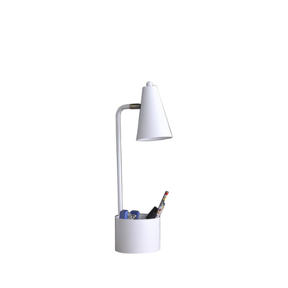 Lampe de bureau compacte en métal blanc pour étudiant de 20 po