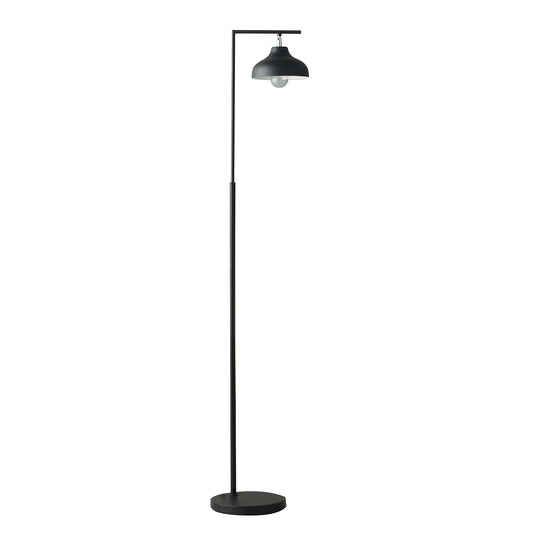 Lampadaire à arc à LED noir de 63 po avec abat-jour en métal noir