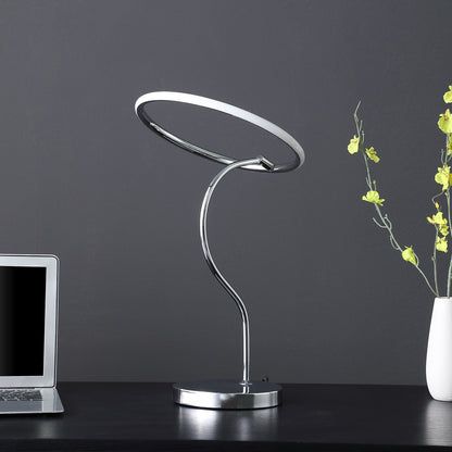 Lampe de table de bureau à DEL avec anneau halo argenté de 26 po