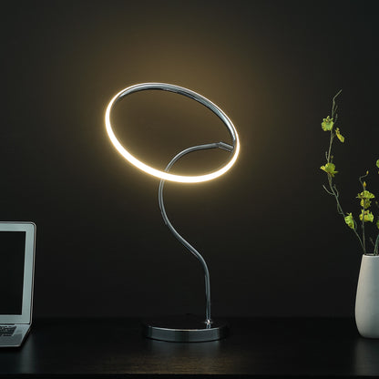 Lampe de table de bureau à DEL avec anneau halo argenté de 26 po